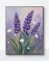 Purple Lavender Oil Painting Framed Floral Wall Art French Country