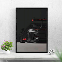 Black Porsche 911 GT3 RS Poster Dark Automotive Supercar Art Print