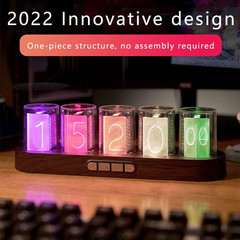 Imitation Nixie Tube Clock RGB Retro Desktop Cyberpunk Glow Clock Cyber Gift Des