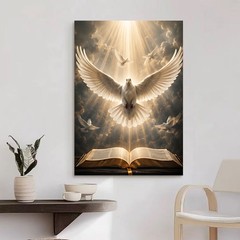 Holy Spirit Dove Bible Canvas, Christian Wall Art, Custom Religious Gift