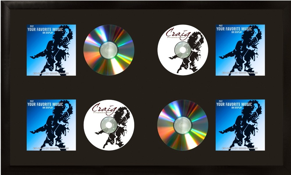 Craig Frames, 4-CD Display Mat Complete with 1″ Wide Satin Black Frame