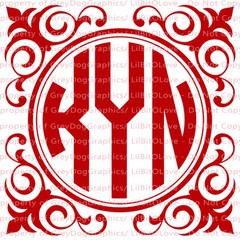 Custom Lace Square Circle Monogram Decal Initials 3 Letters Sticker