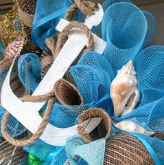 Summer Nautical Beach Wreath Large 24″ Handmade Front Door Shell Coastal Decor