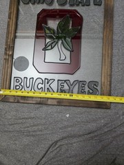 Bundle – Ohio State Buckeyes Framed Suncatcher Glass Wall Hanging Decor + Polo