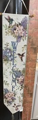 Lena Liu Welcome Wall Hanging Tapestry Hummingbird Floral Tassel Decor