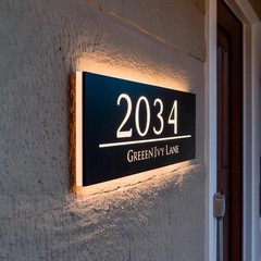 Personalized Modern LED Address Sign Custom House Number Plaque