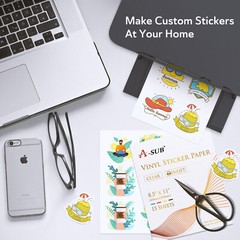 30 Sheet A-SUB Printable Vinyl Clear Sticker Paper for Inkjet Printer Waterproof