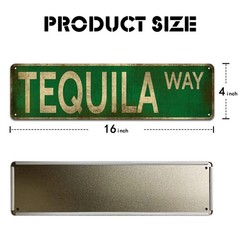 KooLL Street Sign Tequila Way Vintage Rustic Retro 4×16 inches, Green
