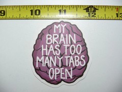 TABS OPEN BRAIN DRAWING FUN SMALL STICKER DECAL SCHOOL TEACHER PROFESSOR