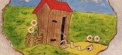 Bathroom Sign Funny Potty Humor Outhouse Wall Plaque Hand Painted Cabin Decor