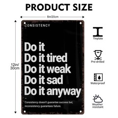 Do It Anyway Vintage Sign, Metal Motivational Wall Art for 12×8 inches, black