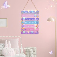 Girls Room Decor LED Light Wall Art for Kids Bedroom Inspirational Butterfly