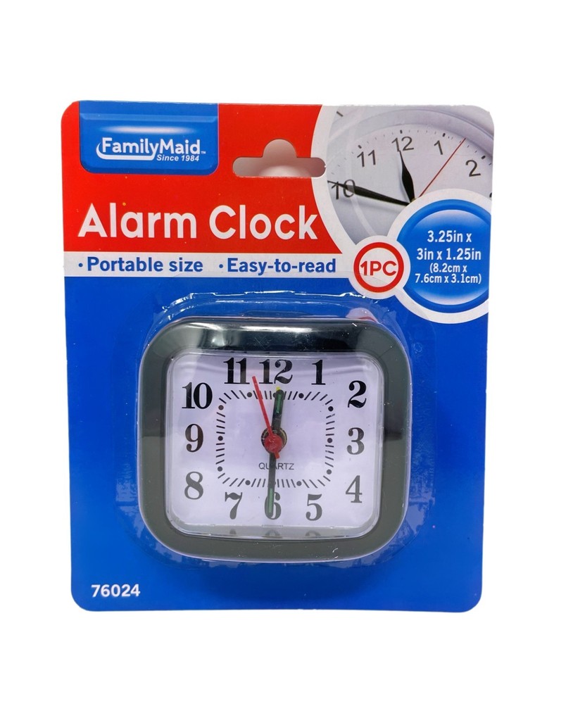 Mini Analog Alarm Clock Portable Cute Square Compact Travel Room Desk Bedside