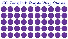 50 pack – 1″x1″ Round Purple Vinyl Stickers / Circles Polka Dots Die Cut Decals