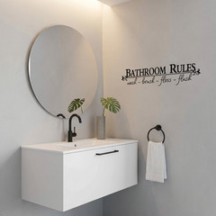 Bathroom Rules Wash Brush Floss Flush Quote Saying Wall Sticker Home Decal Decor