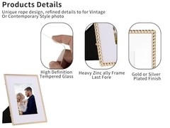 High-End 4×6» Gold Photo Frames Modern Rope Profile,Velvet Backing & Tempered
