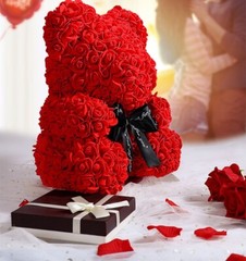 10″ Artificial Rose Teddy Bear Birthday Valentine’s Day Gift for Girlfriend Wife