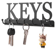 Lixgifts Key Holder Wall Mounted Hooks for 10X1X3.7 inches, Black