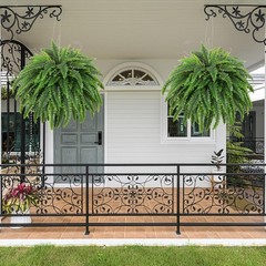 2X Fake Ferns Faux Boston Ferns 24″ Artificial Plants 60 Leaves for Each Bouquet