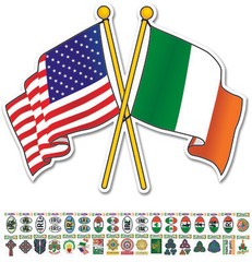 Irish American Cross Flags Together Ireland Irish Decal Sticker