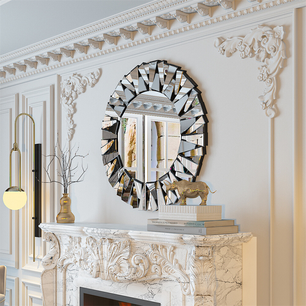 Round Wall Mirror for Living Room Large Elegant Mirror HD Art Decorative Mirror