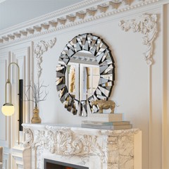 Round Wall Mirror for Living Room Large Elegant Mirror HD Art Decorative Mirror