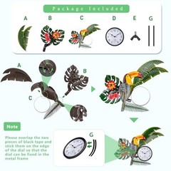 Toucan Outdoor Clock and Thermometer Combo Silent Non-Ticking Metal Wall Decor
