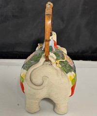 Vintage Ceramic Elephant Teapot Figural Bamboo Handle, Mom