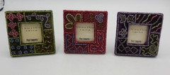 Set of 3 Pier 1 Imports Velvet and Bead Mini Photo Frames 3″ x 3″
