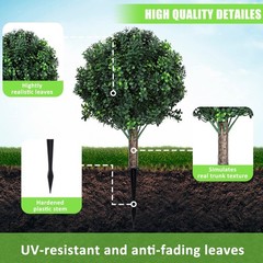 Set of 2 Outdoor Fake Bushes Plant w/Ground Spike,UV Resistant Artificial Plants