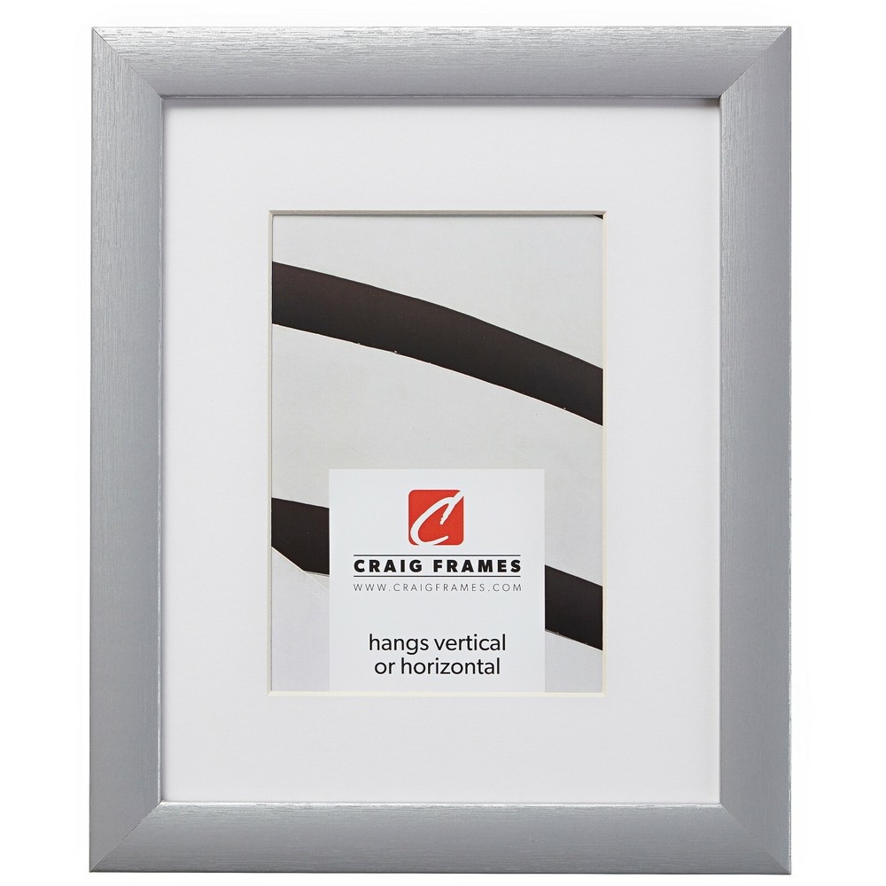 Craig Frames Contemporary 1″, Brushed Silver Picture Frame With a Single Mat