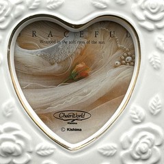 New White Porcelain Heart Frame 3 X 3 Photo Roses Gold Trim 4.75 X 4.75 Inch