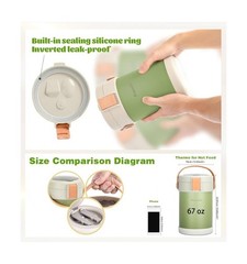 67oz Adults Thermo for Hot Food Kit 2L 9.06in 3 Layer Stainless Ste… Fast Ship