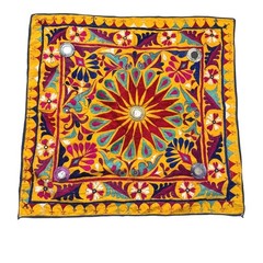 Hand Embroidered Wall Hanging Tapestry Embellished Textile Vintage Indian Ethnic