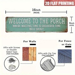 Welcome To The Porch Distressed Teal Metal Sign Front Porch Patio Wall Decor