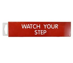 Sign, Red Engraved, Watch Your Step, 2 x 8 Inches (098008)