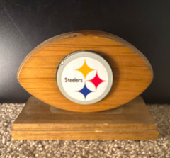 Pittsburgh Steelers Logo Wooden Tabletop Display Easel Stand 10in W 5in H