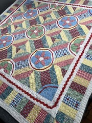 Wedding Ring Quilted Throw Blanket Colorful Patchwork Gingham Floral Rod Pocket