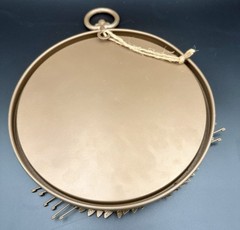 Unique Metal Mirror With Mushroom Accents Wall Decor/Organic Charm 9.5”