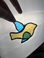 Stained Glass Dove Bird blue gold green Sun Catcher Bird 4″ Ornament handmade