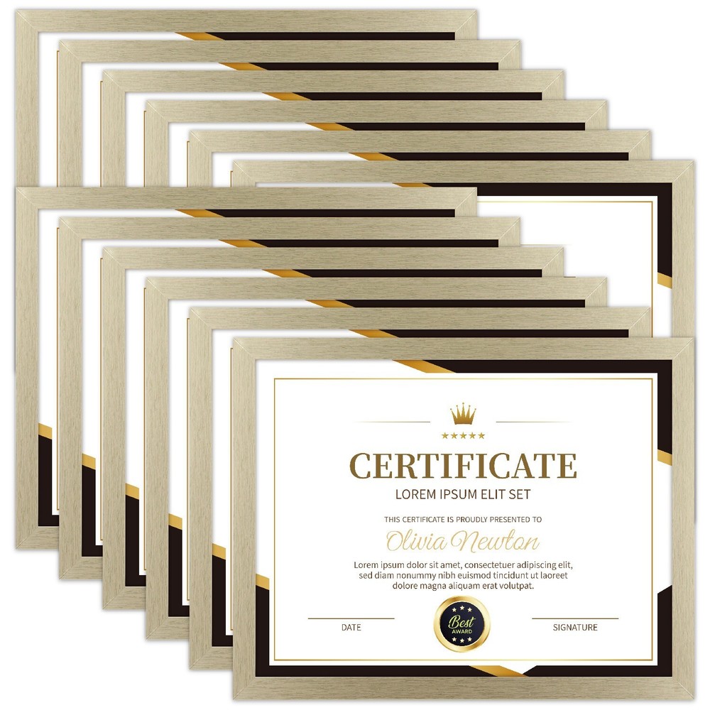 Certificate Frames Document frames 8.5×11 for Wall Or Tabletop , Set of 12 Gold