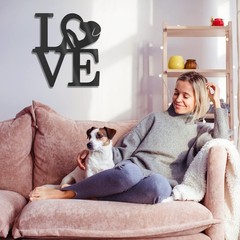 2pcs Wall Art for Living Room Love Letter Wwth Dog Paw Print Wooden Wall Deco…