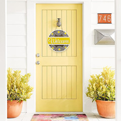 3D Daisy Welcome Door Sign Yellow White Flower Wooden Hanging Sign Front Door Ha
