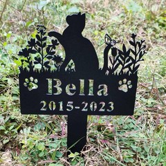 Custom Cat Memorial Stake, Personalized Metal Grave Marker, Pet Loss Gift