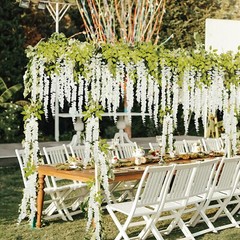 EZFLOWERY 6 Pack 3.6 Feet Artificial Wisteria Vine Hanging Flowers Garland Silk
