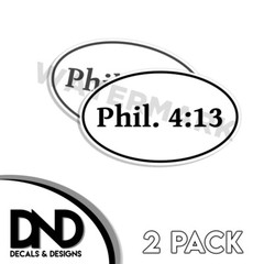 Phil. 4:13 Oval Sticker Christian scripture bible verse decals – 2 Pack 5″ Wide