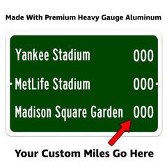 Custom New York Sports Stadium Distance Sign Yankees Giants Jets Knicks Fan Gift