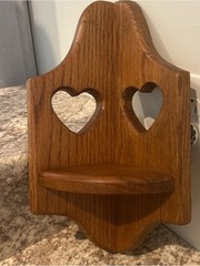 Vintage Wooden Heart Corner Wall Shelf – Warm Oak Tone 16 x 9 inches