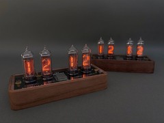Handcrafted IN14 Nixie Tube Clock, Black American Walnut Base
