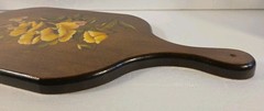 VTG 1981 Hand Painted Wooden Cutting Board Wall Decor Flower Design – Signed